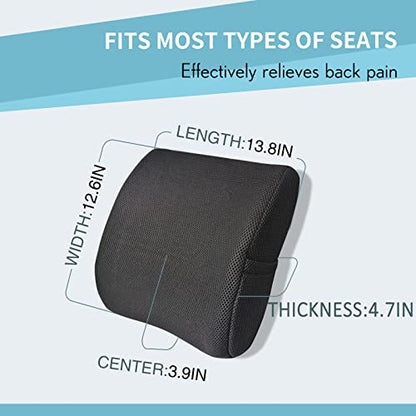  Super Comfy Lumbar Support Pillow For Office Chair And Car Seat, Removable Mesh Cover & Double Adjustable Straps, Ergonomic Memory Foam - Back Pillow For Back Pain Relief/Improving Sitting Posture