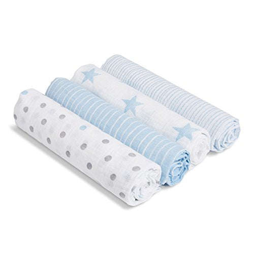  Aden + Anais Essentials Swaddle Blanket, Muslin Blankets For Girls & Boys, Baby Receiving Swaddles, Newborn Gifts, Infant Shower Items, Toddler Gift, Wearable Swaddling Set, 4 Pack, Damsel