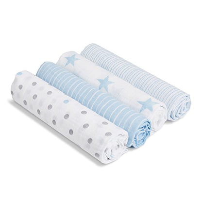 Aden + Anais Essentials Swaddle Blanket, Muslin Blankets For Girls & Boys, Baby Receiving Swaddles, Newborn Gifts, Infant Shower Items, Toddler Gift, Wearable Swaddling Set, 4 Pack, Damsel