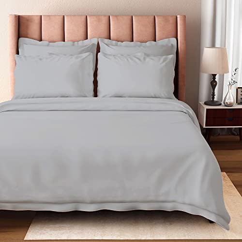 BIOWEAVES 100% Organic Cotton Full/Queen Duvet Cover Set, 3-Piece, 300 Thread Count Sateen Weave GOTS Certified Comforter Cover With Buttoned Closure And 2 Pillow Shams – White, 90x90 Inches