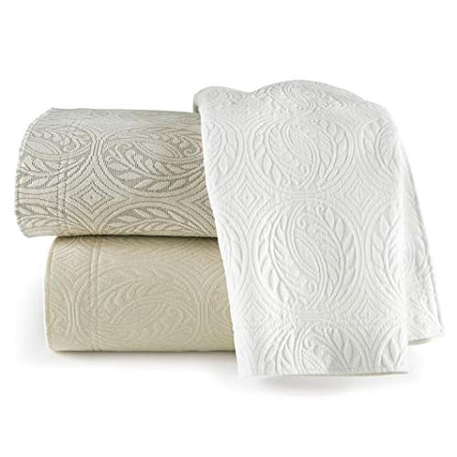  Vienna Matelasse Coverlet Or Sham | Luxury Bedding | Soft, Cotton | Classic Design In Beautiful Neutral Colors… (White, Coverlet Twin)