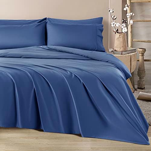  SONORO KATE 1200 Thread Count Cotton Sheets, Luxury 100% Egyptian Cotton Queen Size Sheets, Extra Soft Bed Sheets Sateen Weave With 16" Elasticized Deep Pocket - 4 Piece(Queen,White)