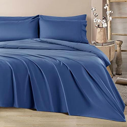  SONORO KATE 1200 Thread Count Cotton Sheets, Luxury 100% Egyptian Cotton Queen Size Sheets, Extra Soft Bed Sheets Sateen Weave With 16" Elasticized Deep Pocket - 4 Piece(Queen,White)