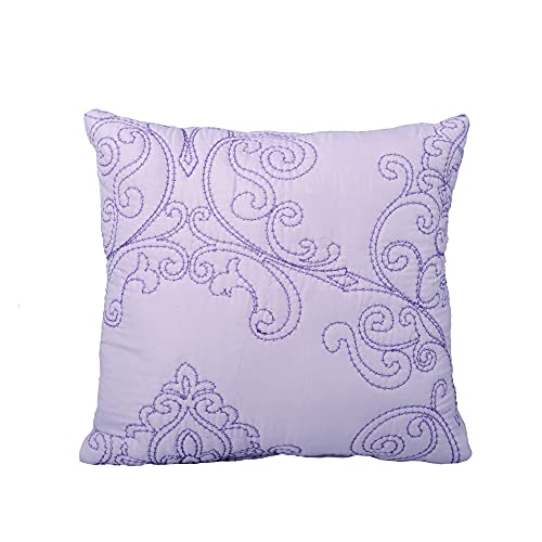  Home Soft Things Damask 4 Piece Bedspread Set,Scalloped Edge Reversible Quilt Coverlet Comforter Prewashed Bedding Set, Matelasse Embossed Floral Solid Pattern,Lavender Fog Oversize King(120" X 120")