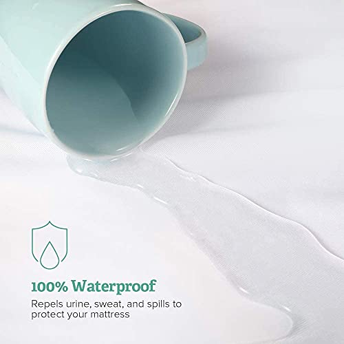  Mattress Protector-RV Short Queen, Premium, Cotton Waterproof Mattress Cover Protectors Fitted Sheet Style Elastic Fitted Mattress Cover Terry Top Surface Fits 15" Deep Pocket, White