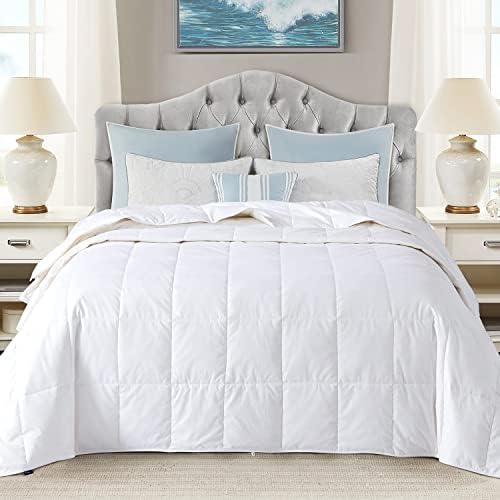  Down Blanket, Extra Lightweight Summer Comforter/Duvet Insert, Noiseless & Extra Soft, 400 Thread Count,King Size 106x90 Inches,12 Ounce Fill Weight, White……