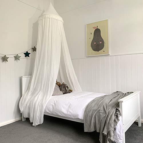  And Zoey Soft White Hanging Bed Canopy For Girls Bed Or Boys – Hideaway Tent For Kids Rooms With Tassels. Nursery Decoration – Slightly Sheer Drapes – For Child, Play Or Reading Nook