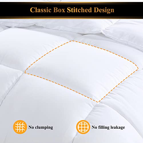  D & G THE DUCK AND GOOSE CO All-Season Quilted Comforter King Size, Premium 233T Peachskin Fabric & 350gsm Down Alternative Fiber, Lightweight Duvet Insert, Hotel Quality & Machine Washable.