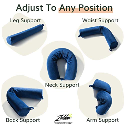  Fern And Willow Neck Pillow For Travel - Bendable Twist Memory Foam Traveling Pillows For Airplane & Car, Provides Head, Shoulder, And Chin Support - Navy Blue