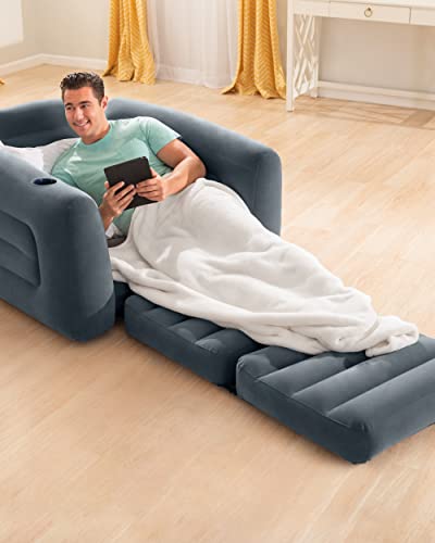 Intex Pull-Out Chair Inflatable Bed, 46" X 88" X 26", Twin, Grey