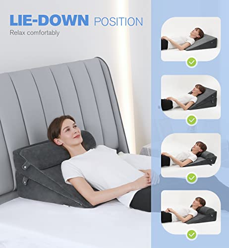  OasisSpace Wedge Pillows For After Surgery - 4pcs Orthopedic Wedge Pillow Set, Memory Foam Sleeping Wedges For Adults, Sitting Pillow For Acid Reflux And GERD, Adjustable Pillow With Removable Cover