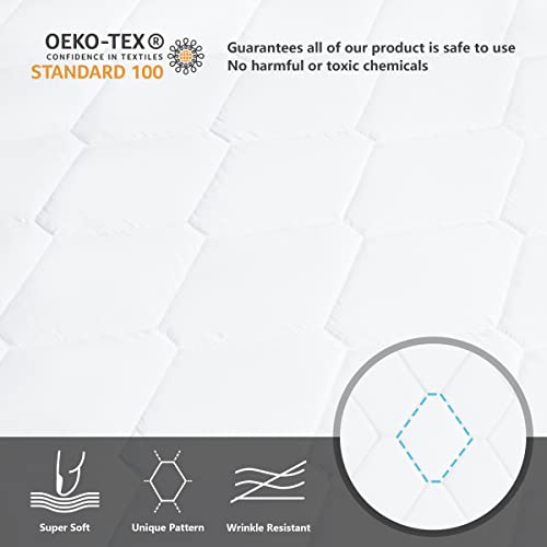  Queen Waterproof Mattress Protector, Breathable Noiseless Mattress Cover, Deep Pocket Fit Up To 21 Inches, Quilted Alternative Filling Mattress Pad Cover (White)