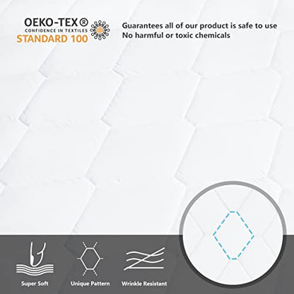 Queen Waterproof Mattress Protector, Breathable Noiseless Mattress Cover, Deep Pocket Fit Up To 21 Inches, Quilted Alternative Filling Mattress Pad Cover (White)