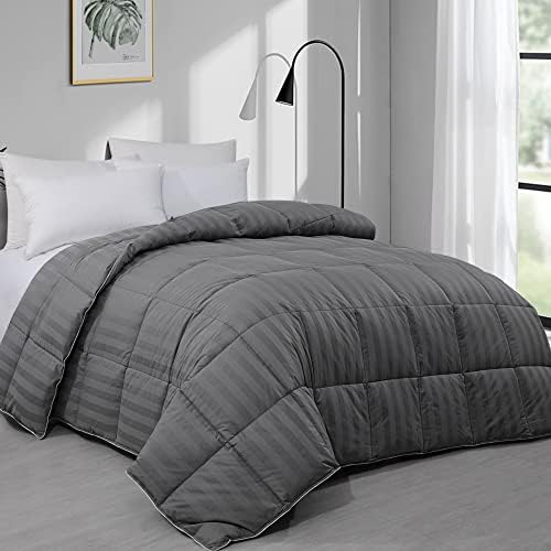  Feather And Down Comforter, Oversized King Comforter 120 X 120, White Extra Large Duvet Insert For All Season, 100% Cotton Cover Down Proof With Corner Tabs