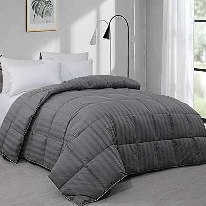  Feather And Down Comforter, Oversized King Comforter 120 X 120, White Extra Large Duvet Insert For All Season, 100% Cotton Cover Down Proof With Corner Tabs