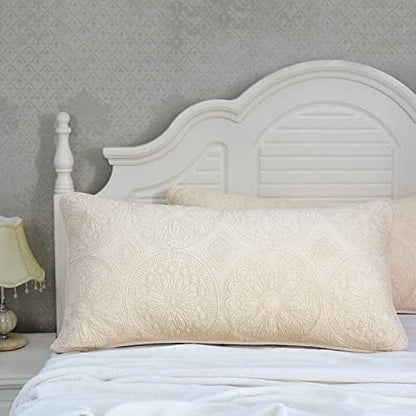  Quilted Pillow Shams King Size Set Of 2 Cotton Coastal Beach Decorative Pillow Covers Navy Blue Nautical Seashells Bedroom Decor