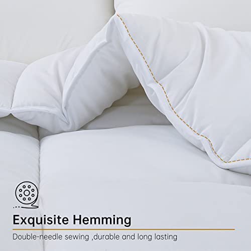  King Bedding Comforter Duvet Insert - All Season Cooling Down Alternative - Ultra Soft Quilted Comforters With Corner Tabs- Hotel Collection Machine Washable（Solid White, King）