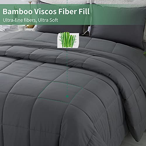 HOMBYS Ultra Soft Lightweight Viscose From Bamboo-Filled White Oversized King Comforter 120x120, Quilted Summer Down Alternative Comforter Duvet Insert, 8 Corner Ties