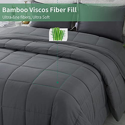  HOMBYS Ultra Soft Lightweight Viscose From Bamboo-Filled White Oversized King Comforter 120x120, Quilted Summer Down Alternative Comforter Duvet Insert, 8 Corner Ties