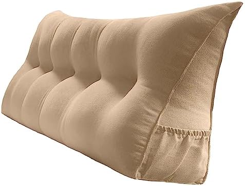  Peachwell Triangular Reading Bed Rest Pillow Large Bolster Cushion Headboard Backrest Wedge Pillow With Removable Cover And Two Large Side Pockets (Chalk Grey, Twin: 39 X 8 X 20 Inches)