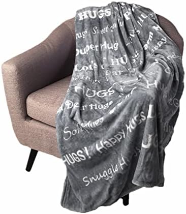  “Hugs” Plush Throw Blanket- Inspired Gift Ideas For The Entire Family, Comfort Gifts, Blue