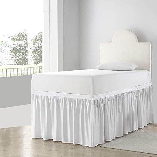  Dorm Room Bed Skirt-Dorm Bed Skirt,Extended Dorm Bed Skirt-Long Bed Skirt Dorm-Extra Long Dorm Room Bed Skirt-College Dorm Bed Skirt,100% Microfiber-White Solid -Twin-XL/36''Drop