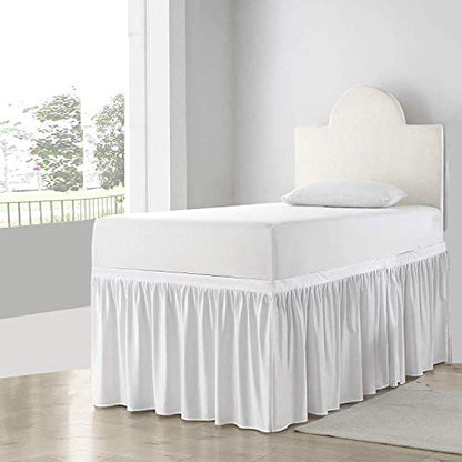  Dorm Room Bed Skirt-Dorm Bed Skirt,Extended Dorm Bed Skirt-Long Bed Skirt Dorm-Extra Long Dorm Room Bed Skirt-College Dorm Bed Skirt,100% Microfiber-White Solid -Twin-XL/36''Drop