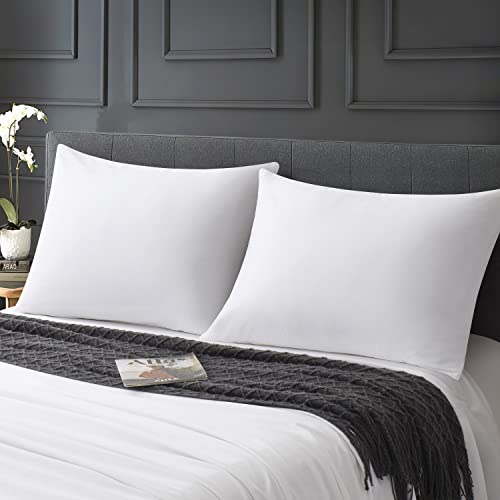  LOSAFEFE 100% Cotton Zippered Pillow Cases Standard Size Set Of 2, Super Soft & Breathable Pillow Protectors With Zipper, White Pillow Case Covers 20x26 Inches