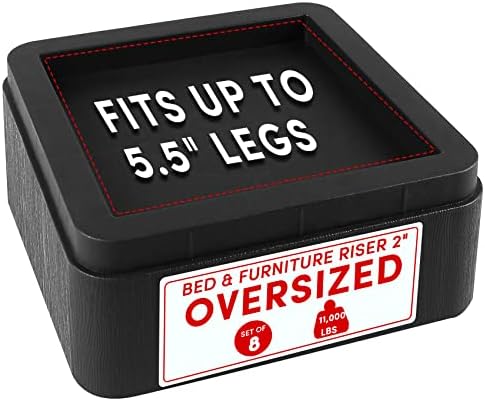  DEDU Oversized Bed Risers Heavy Duty Stackable 4 Pack, Furniture Risers For Sofas 3 Inch Or 6 Inch Supports Up To 11000 Lbs, Square Bed Raising Blocks Fits 5.5 Inch Wide Desk Or Couch (Black)