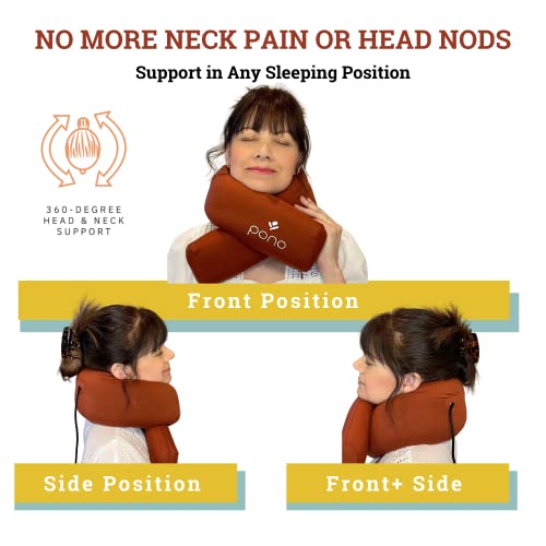  Pono Neck Cradle Travel Pillow For Airplanes, Trains & Cars- No More Neck Pain Or Head Nods- 360 Degree Adjustable Support Fits All Adults & Maintains Infinity Pillow Shape-Compact Fold & Go Design