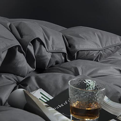  ROYALAY 120x98 Oversized King Feather And Down Comforter Pinch Pleat Duvet Insert With 100% Cotton Cover-Super Fluffy And Soft Comforter With 8 Corner Tabs For All Season Warmth-Grey