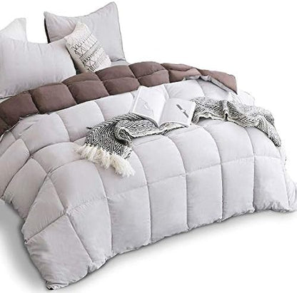  KASENTEX All Season Down Alternative Quilted Comforter Set - Reversible Duvet Insert - Machine Washable (Rose/Beige Cream, Queen Set)