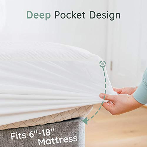  Ute Twin XL Mattress Cover, Waterproof Mattress Protector, Bamboo Breathable Bed Protector, Vinyl Free And Fitted Style Mattress Pad Fit Up To 18", 39"x80"