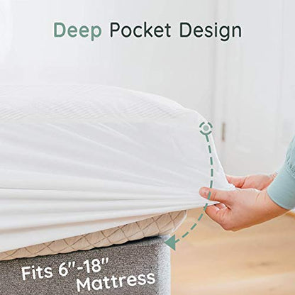  Ute Twin XL Mattress Cover, Waterproof Mattress Protector, Bamboo Breathable Bed Protector, Vinyl Free And Fitted Style Mattress Pad Fit Up To 18", 39"x80"