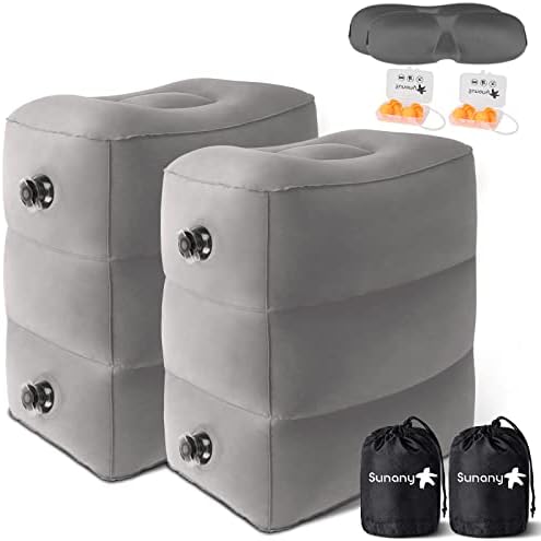  Sunany Inflatable Foot Rest Pillow For Travel, Kids/Adults Airplane Travel Pillow-Adjustable Height Cushions,for Kids To Sleep While Traveling,Suitable For Office, Home And Any Travell (1 Pack)