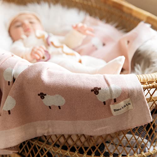  Baby Swaddle Blanket - 100% Luxury Cotton Knit Soft Cozy Lightweight Unisex Receiving Swaddle Crib Stroller Quilt Blanket For Shower Gift Registry For Newborns Infants Toddlers (Sheep - Khaki)