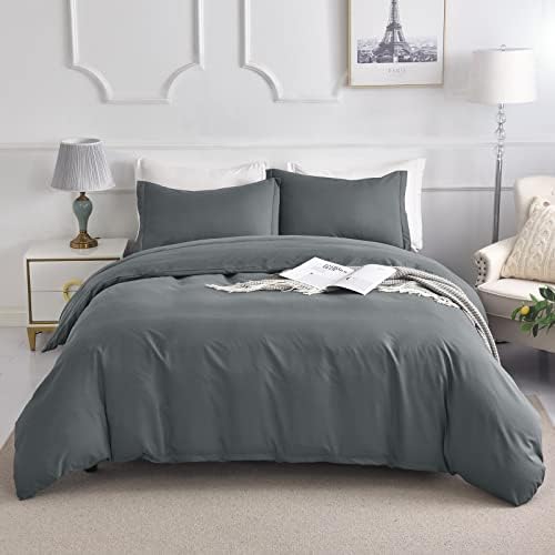  Duvet Cover Set King Size, Ultra Soft Washed Microfiber Duvet Covers, 3 Pieces Bedding Duvet Cover Sets(1 Duvet Cover, 2 Pillowcases) With Zipper Closure & Corner Ties (Light Green, King)