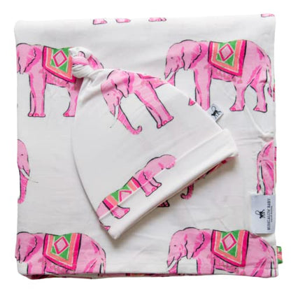  BUNGALOW BABY Swaddle Set - Premium Bamboo Viscose Baby Swaddle Blanket & Hat Set, Baby Boy, Baby Girl, Unisex, Newborn Swaddle, Bamboo Blanket, Stocking Suffer For Baby (Dash/Black & White)