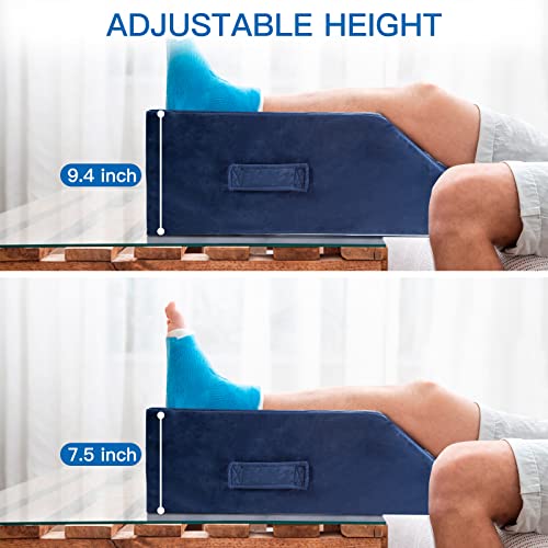  Airensky 3-Height Adjustable Leg Elevation Pillow For After Surgery, Memory Foam Wedge Pillow With Handles For Blood Circulation, Leg Swelling Relief And Knee Surgery Recovery, Washable Velvet Cover