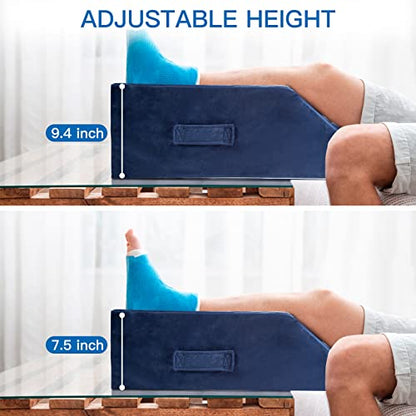  Airensky 3-Height Adjustable Leg Elevation Pillow For After Surgery, Memory Foam Wedge Pillow With Handles For Blood Circulation, Leg Swelling Relief And Knee Surgery Recovery, Washable Velvet Cover