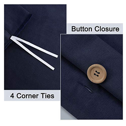  Duvet Cover Set,Bedding 5 Piece Set With Button Closure,110gsm Soft Microfiber Comforter Cover Set(1 Duvet Cover+2 Pillowcases+2 Throw Pillow Covers), Queen(90"X90") Navy Blue