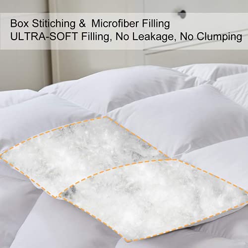  Queen 2100 Series Cooling Comforter Down Alternative Quilted Duvet Insert With Corner Tabs All-Season - Luxury Soft Hotel Comforter - Breathable - Reversible - Machine Washable - White