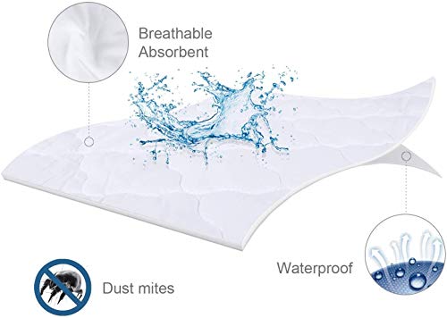  Full Size Mattress Protector Waterproof, Breathable & Noiseless Full Mattress Pad Cover Quilted Fitted With Deep Pocket Strethes Up To 14" Depth (54"x 75")