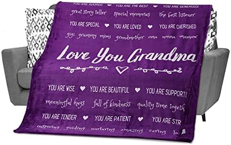  Gift For Grandma From Grandchildren, Granddaughter, Grandson, Mothers Day Gifts For Grandma, Grandmother Throw Blanket For Birthday, 60x50 Inches (Fleece, Grey)