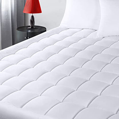  Utopia Bedding Quilted Fitted Premium Mattress Pad Queen Size - Pillow Top Mattress Topper - Elastic Fitted Fluffy Mattress Protector - Mattress Cover Stretches Up To 16 Inches Deep -Machine Washable