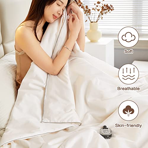  Pure Mulberry Silk Comforter King Size For All Season,100% Natural Long Strand Silk Fill Duvet, Luxury Mulberry Silk Bedding, Noiseless Cotton Shell (White)