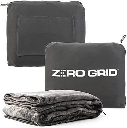  Premium Lightweight Wearable Super Soft Travel Blanket With Neck Snaps, Cozy Footpockets And Zipper Pouch, Compact Airplane With Luggage Strap Travel Blanket And Pillow Set