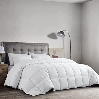  Feather And Down Comforter, Oversized King Comforter 120 X 120, White Extra Large Duvet Insert For All Season, 100% Cotton Cover Down Proof With Corner Tabs