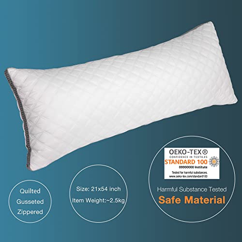  DCSTA Body Pillows For Adults Side Sleeper, Pregnancy Pillows For Sleeping, Maternity Pillow For Pregnant Women, Long Big Full Pillows For Bed, High Loft Quilted Body Pillow (21 X 54, White)