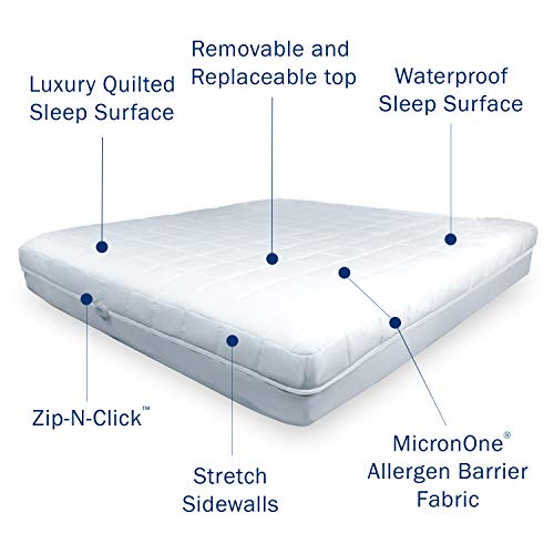  Platinum Encasing Mattress Pad, Waterproof & Padded Surface, Removable Top, Patented Zipper Security (Fits 7 - 15 Inches In Height) Twin XL